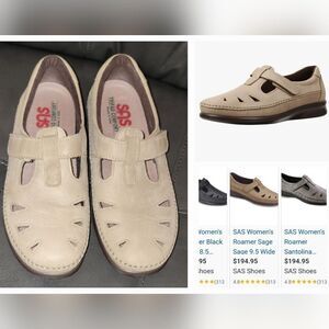 SAS Roamer Tan EZ T Strap Leather Women Walking Shoes Comfort Loafers Size 9.5